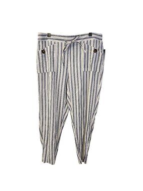 NWT New York Clothing Co. Linen Blend Striped Crop Pants Size 14